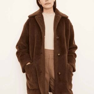 Vince Faux Fur Coat teddy Coat XS Bark retail $850